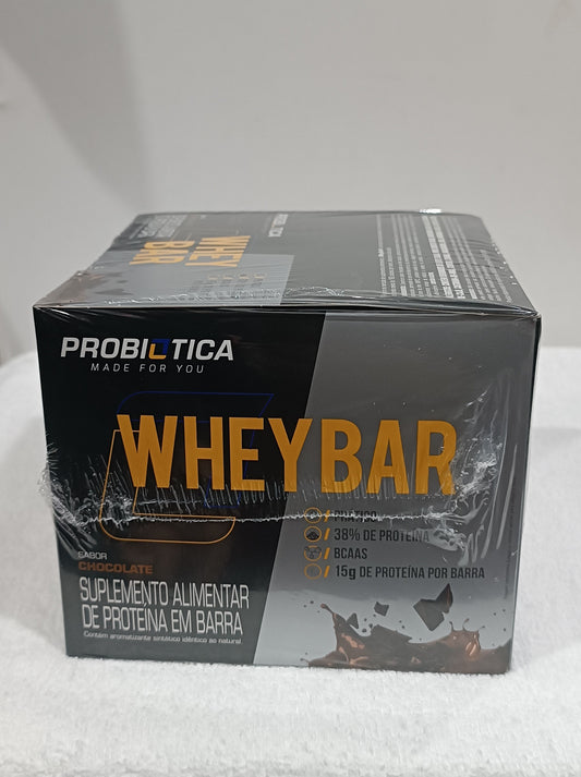 Wheybar chocolate probiótica 24 unidades