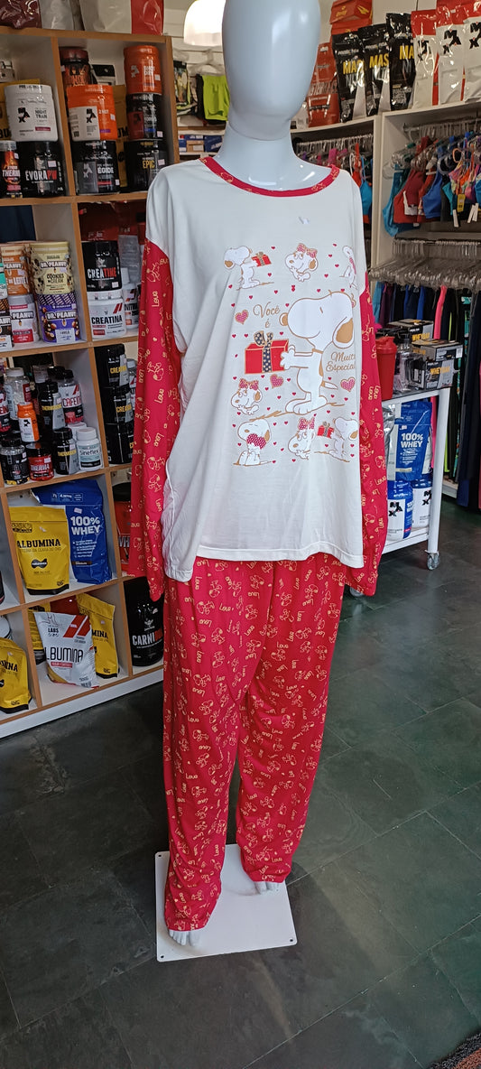 Pijama feminino manga longa Plus size